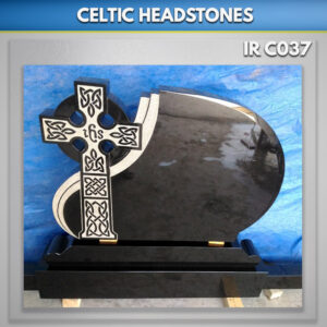 Black celtic Headstone with Special bases for graves